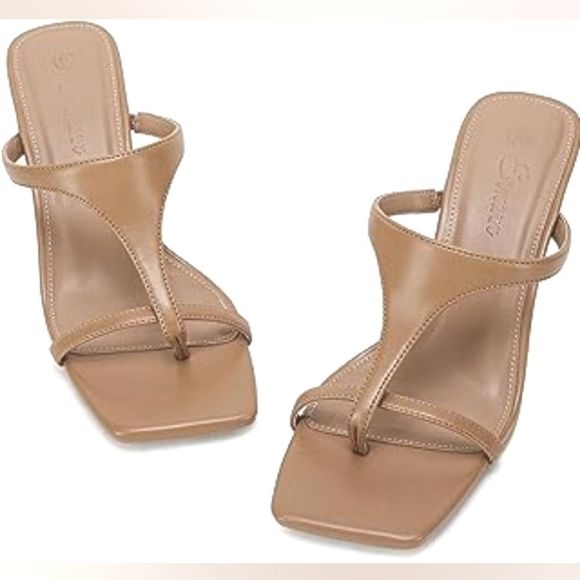 ermonn Shoes - (5-3098) Ermonn Womens Square Open Toe Heeled Sandals Flip Flop Sz 9